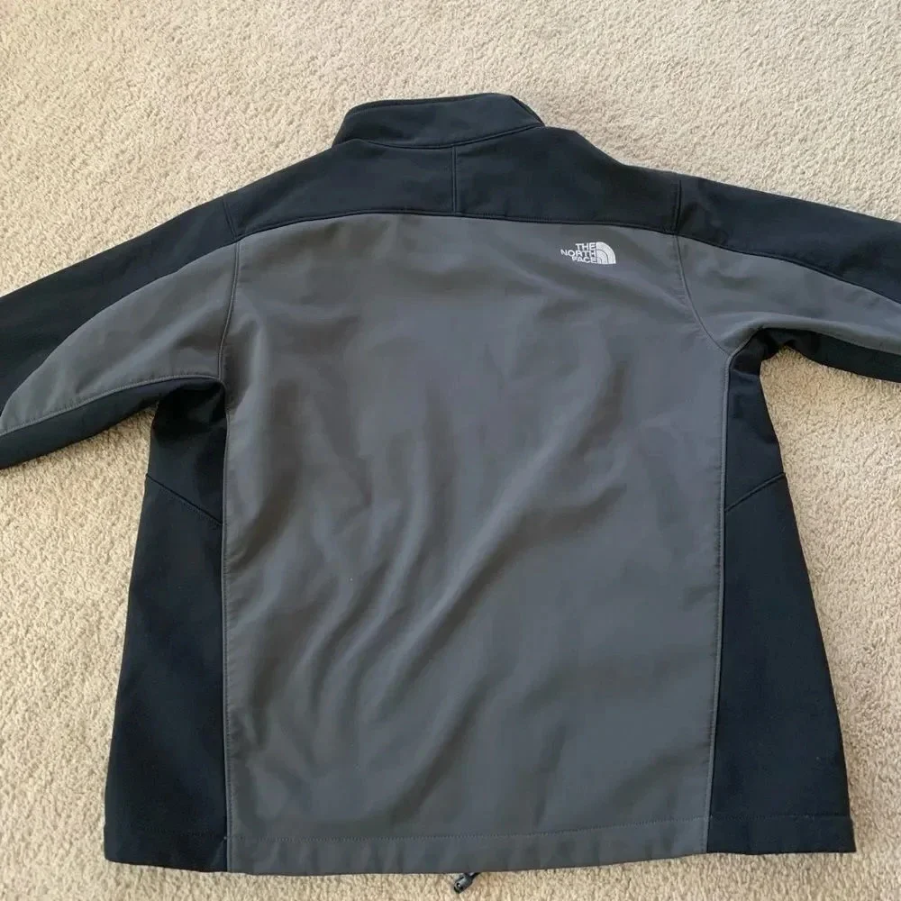 VTG North Face Jacket Mens Full Zip Fleece Jacket Shell Jacket Black Gray M L